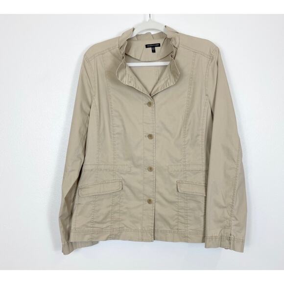 Eileen Fisher Tan Button Front Jacket Women's Large - Picture 2 of 13